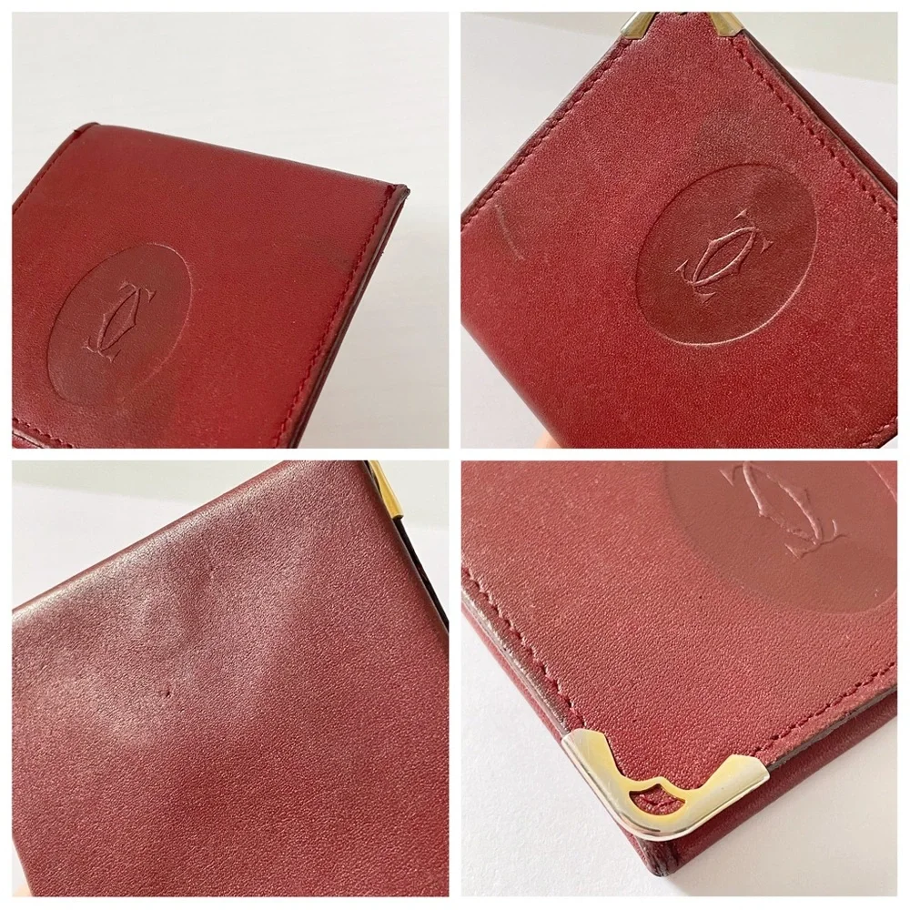 Cartier vintage burgundy leather coin snap pouch